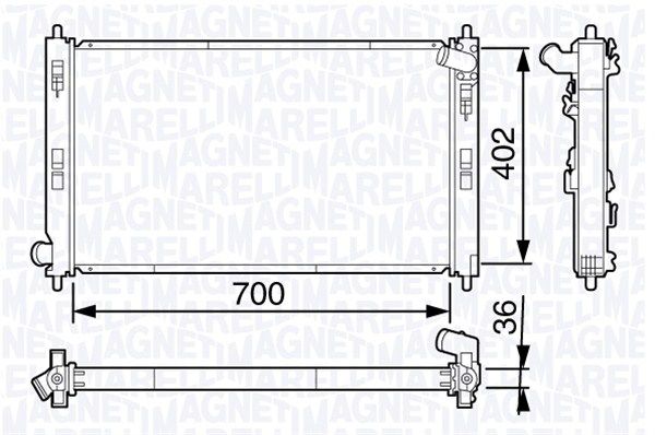 MAGNETI MARELLI Радиатор, охлаждение двигателя 350213134900